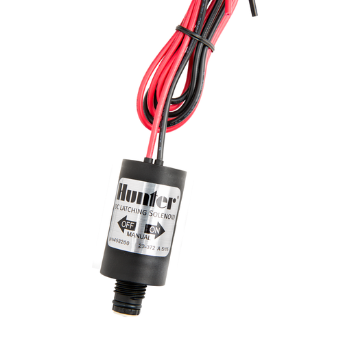 Hunter DC latching solenoid for battery-operated irrigation controllers product view white background