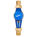 Hunter HC flow meter for irrigation monitoring top down view 1 inch brass inlet