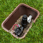 Outdoor irrigation valve box on grass