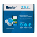 Hunter NODE-BT controller packaging with product details on a white background