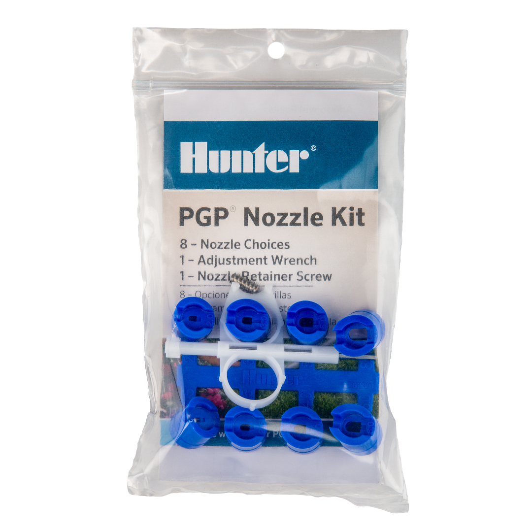 Hunter PGP nozzle replacement kit complete set of adjustable rotor nozzles in packaging with multi purpose tool