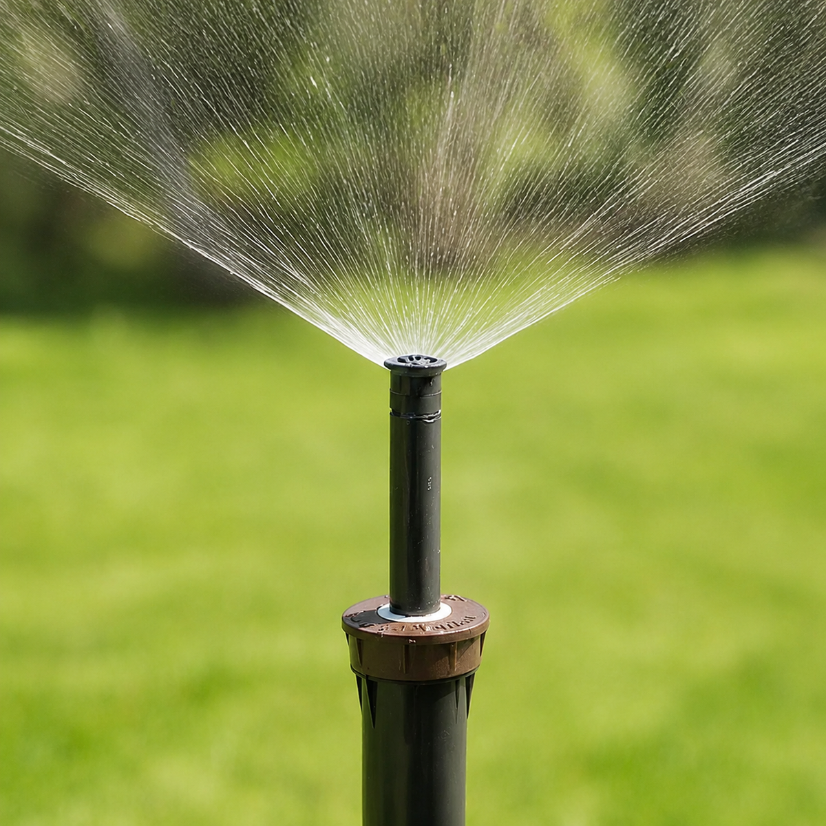 Garden sprinkler spraying water on a grassy area