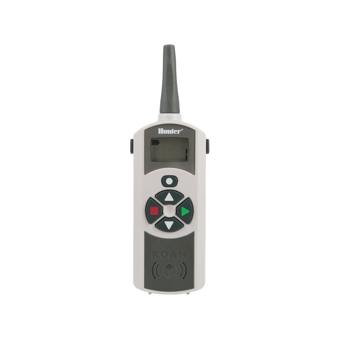 Hunter Roam remote irrigation controller handheld wireless remote front view white background