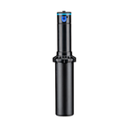 Hunter PGP Ultra adjustable rotor sprinkler 4-inch pop-up with pre-installed blue nozzle side view fully extended
