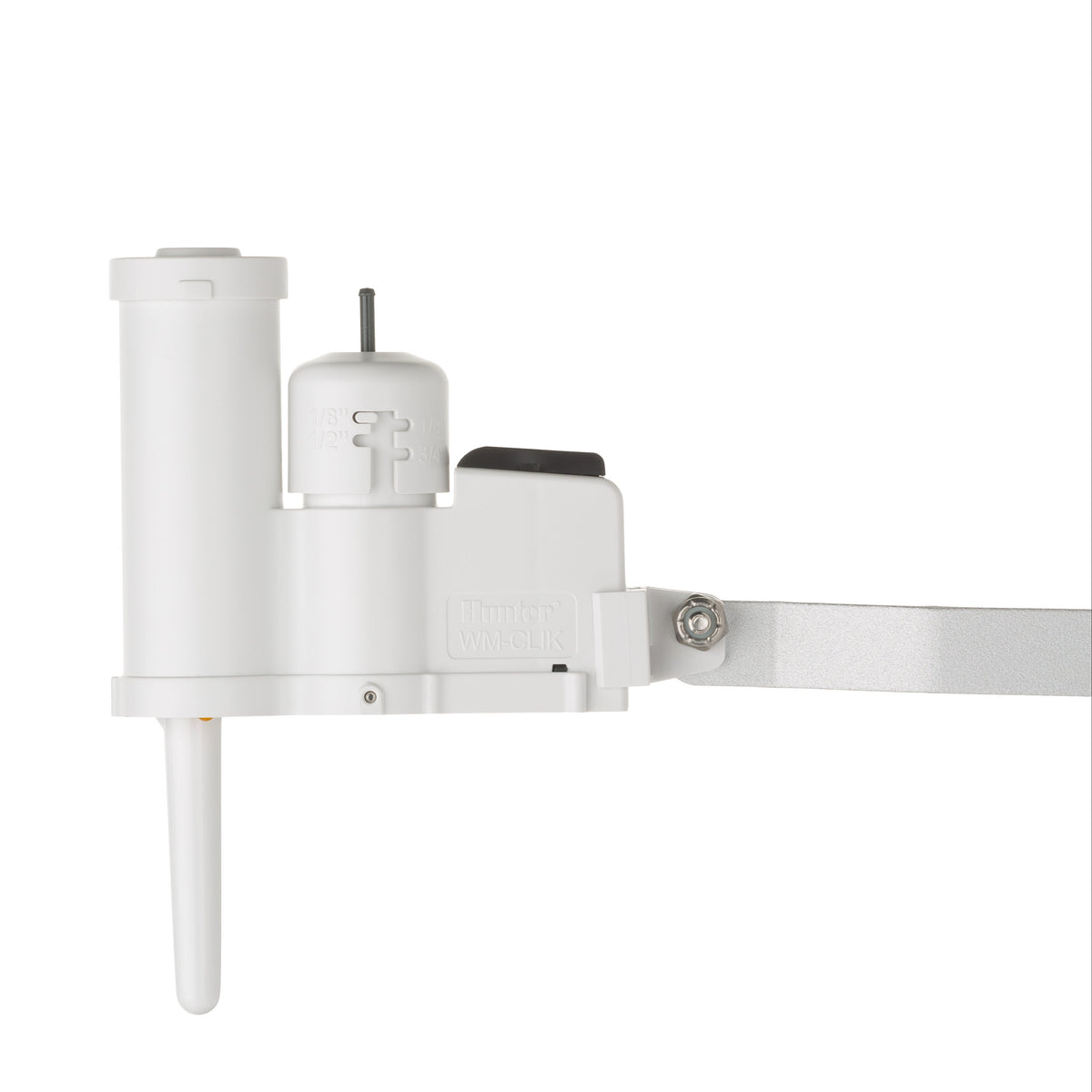 A close-up of a wireless miniclik sensor connector assembly, with a short cylindrical tube, a small cylindrical cap, and a horizontal arm, shown on a plain white background.